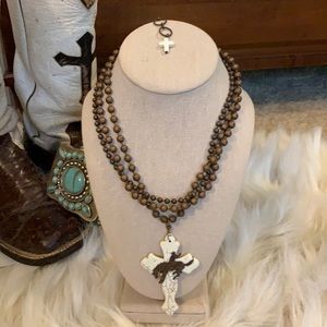 Western Rodeo Bronc Rider Cross Necklace